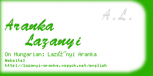 aranka lazanyi business card